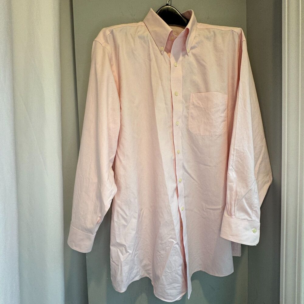 Brooks Brothers 346 Men's XXL Pink Dress Shirt 17.5 Regular Cotton Button Down
